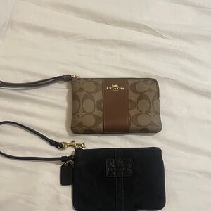Coach Signature Brown and Black Wristlet Duo